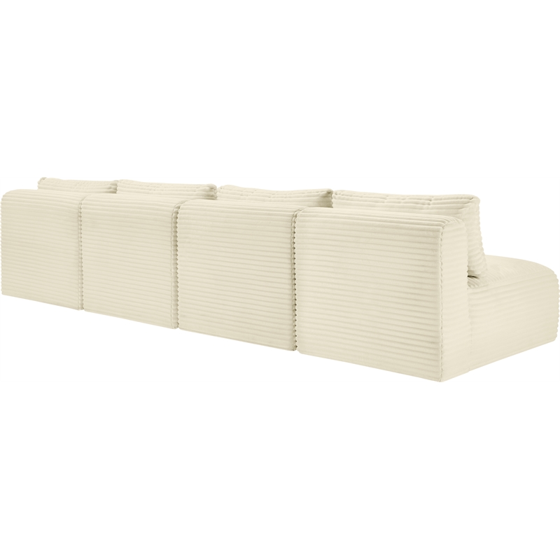 Bowery Hill Contemporary 4-Piece Cream Corduroy Performance Fabric Modular Sofa