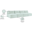 Bowery Hill Contemporary 4-Piece Mint Corduroy Performance Fabric Modular Sofa