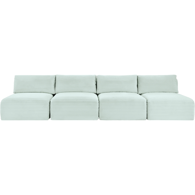 Bowery Hill Contemporary 4-Piece Mint Corduroy Performance Fabric Modular Sofa