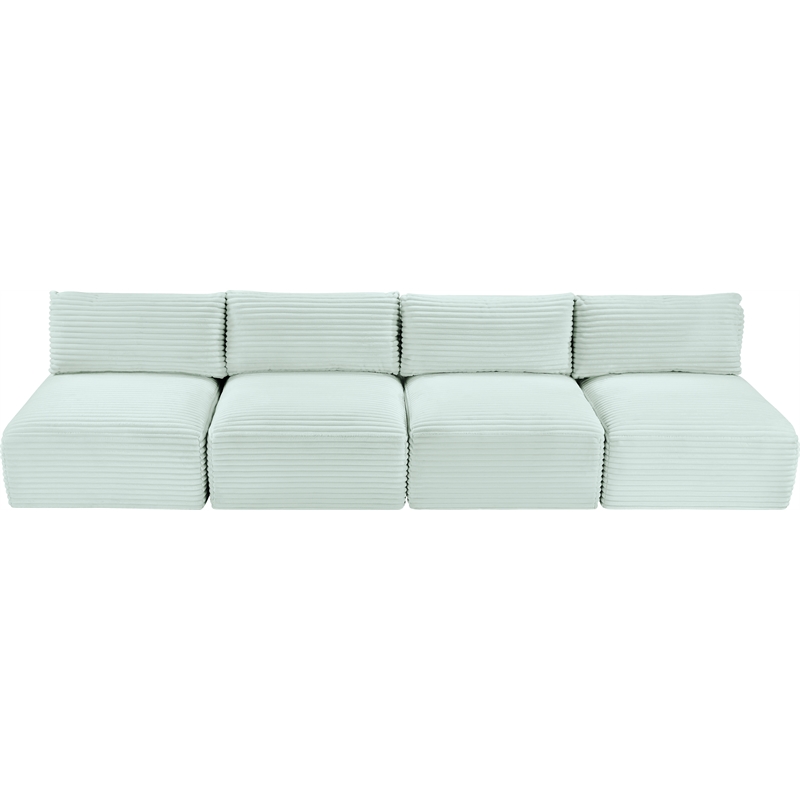 Bowery Hill Contemporary 4-Piece Mint Corduroy Performance Fabric Modular Sofa