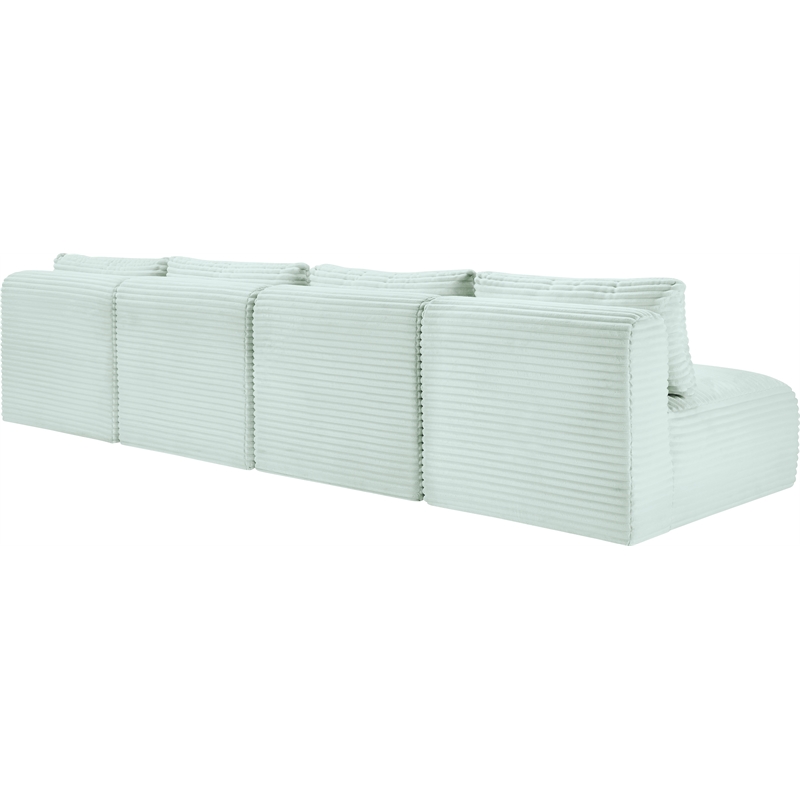 Bowery Hill Contemporary 4-Piece Mint Corduroy Performance Fabric Modular Sofa