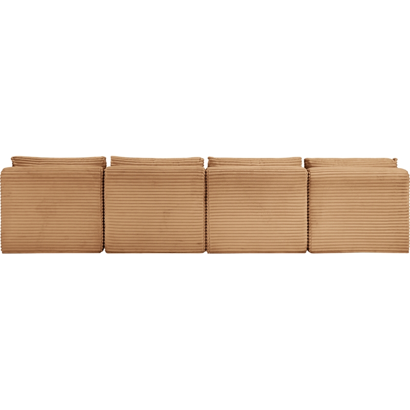 Bowery Hill Contemporary 4-Piece Saddle Corduroy Performance Fabric Modular Sofa