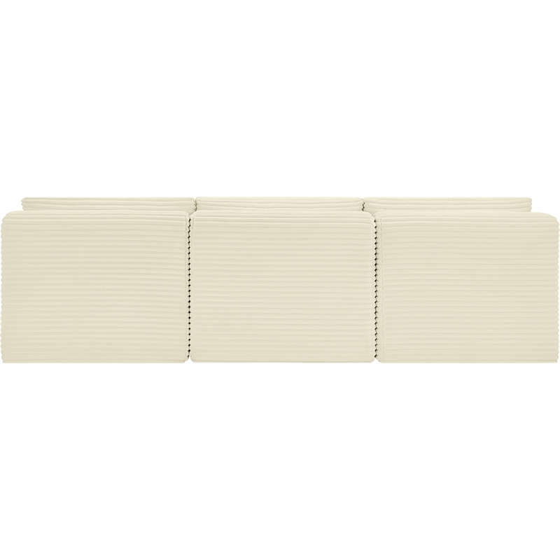 Bowery Hill Contemporary 3-Piece Cream Corduroy Performance Fabric Modular Sofa