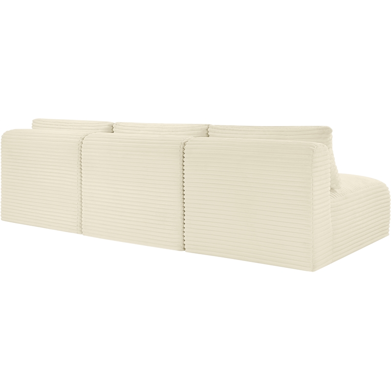 Bowery Hill Contemporary 3-Piece Cream Corduroy Performance Fabric Modular Sofa