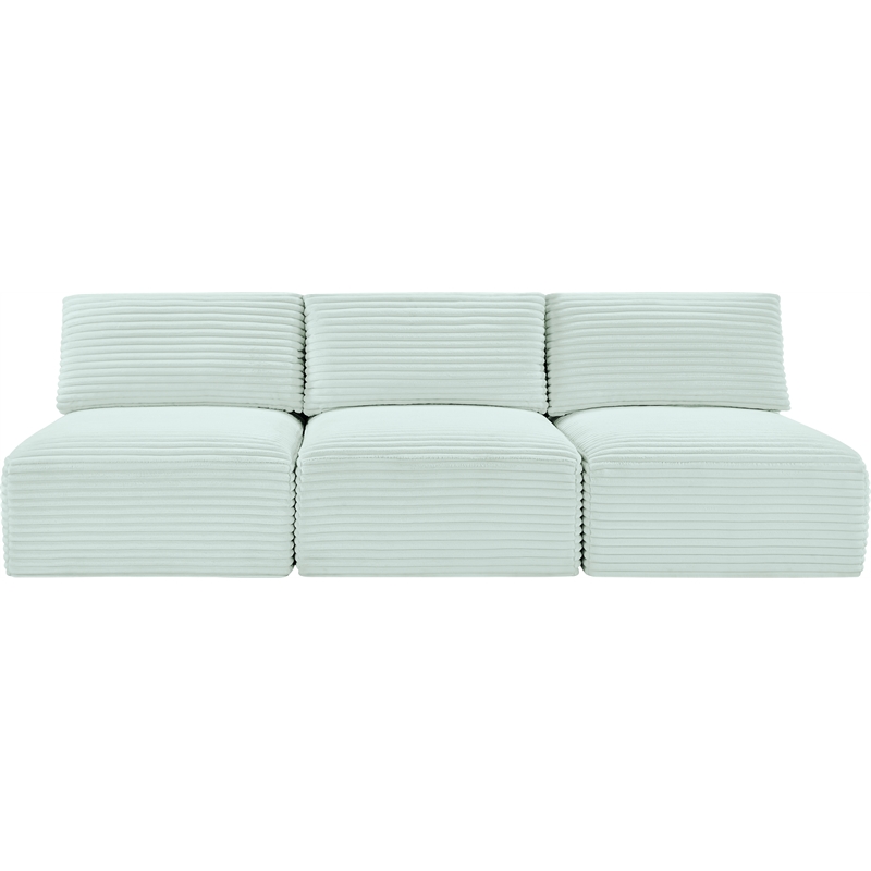 Bowery Hill Contemporary 3-Piece Mint Corduroy Performance Fabric Modular Sofa