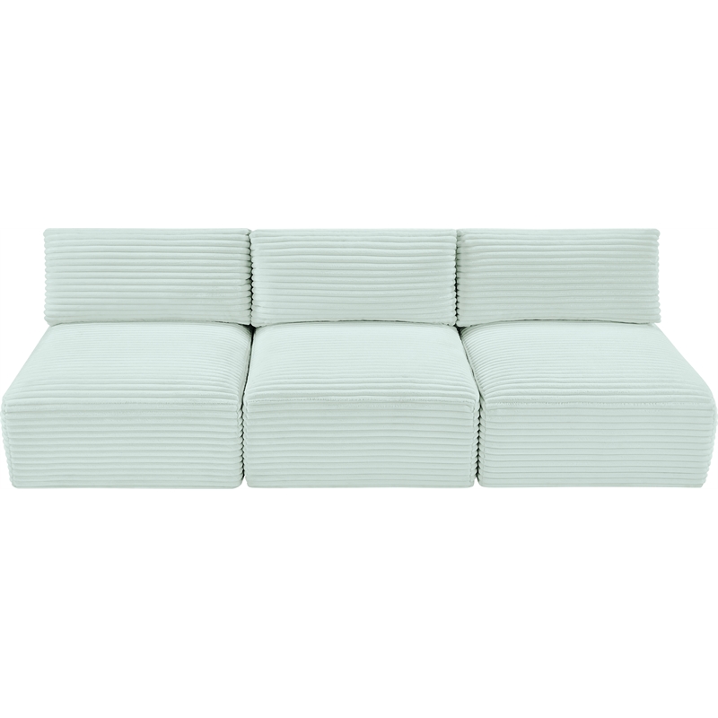 Bowery Hill Contemporary 3-Piece Mint Corduroy Performance Fabric Modular Sofa