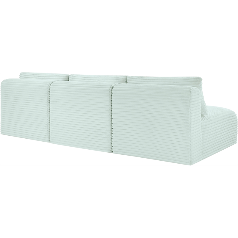 Bowery Hill Contemporary 3-Piece Mint Corduroy Performance Fabric Modular Sofa