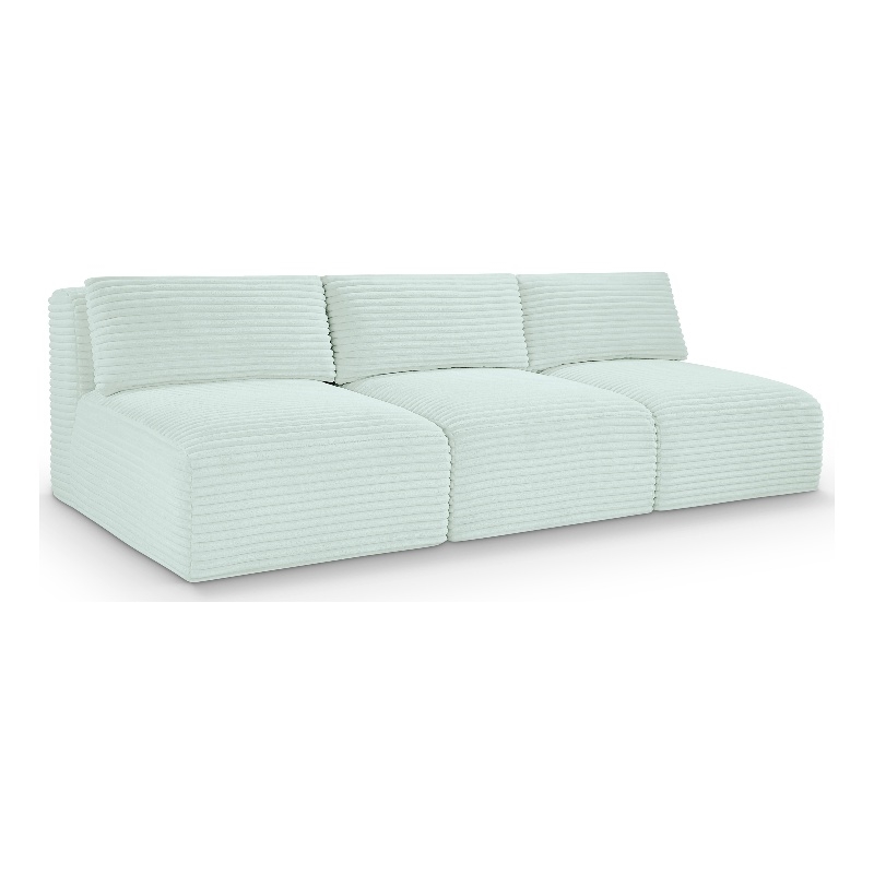Bowery Hill Contemporary 3-Piece Mint Corduroy Performance Fabric Modular Sofa