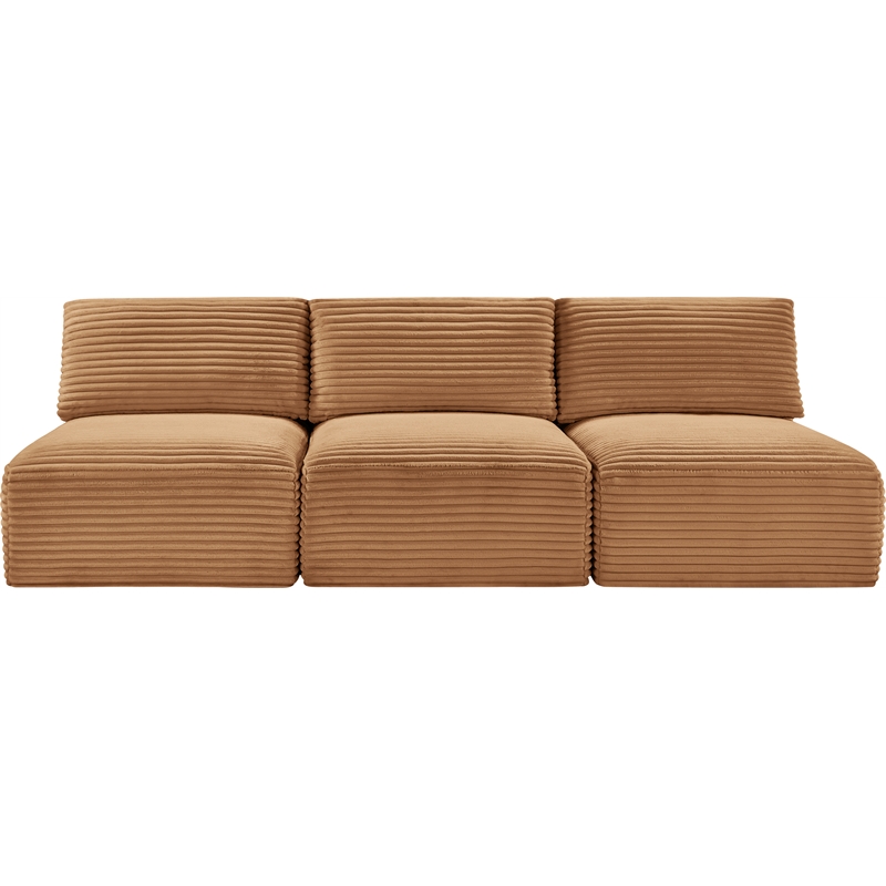 Bowery Hill Contemporary 3-Piece Saddle Corduroy Performance Fabric Modular Sofa