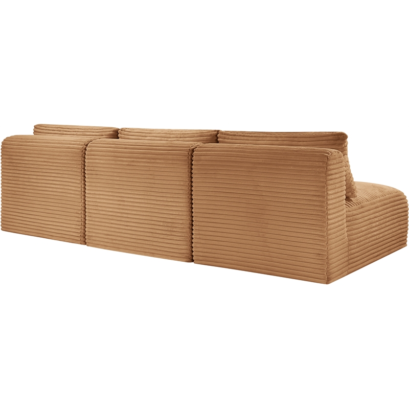 Bowery Hill Contemporary 3-Piece Saddle Corduroy Performance Fabric Modular Sofa
