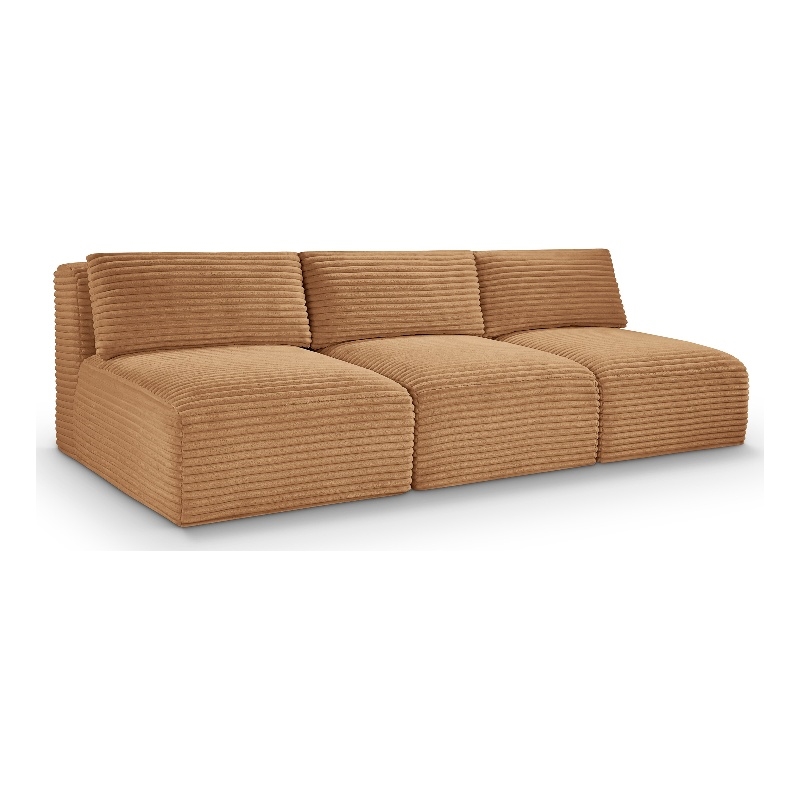 Bowery Hill Contemporary 3-Piece Saddle Corduroy Performance Fabric Modular Sofa