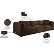 Bowery Hill Contemporary 3-Piece Brown Corduroy Performance Fabric Modular Sofa