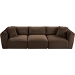 Bowery Hill Contemporary 3-Piece Brown Corduroy Performance Fabric Modular Sofa