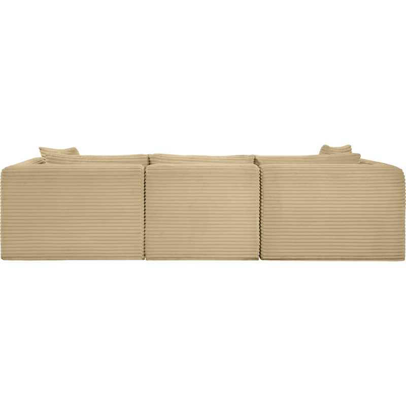Bowery Hill Contemporary 3-Piece Camel Corduroy Performance Fabric Modular Sofa