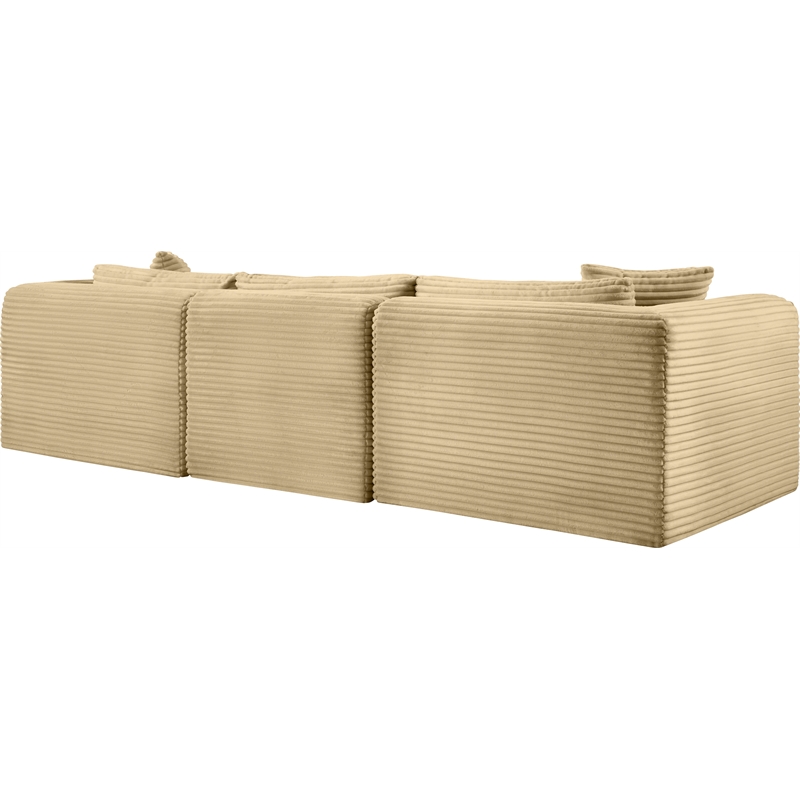 Bowery Hill Contemporary 3-Piece Camel Corduroy Performance Fabric Modular Sofa