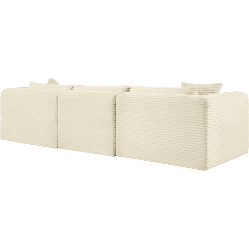 Bowery Hill Contemporary 3-Piece Cream Corduroy Performance Fabric Modular Sofa