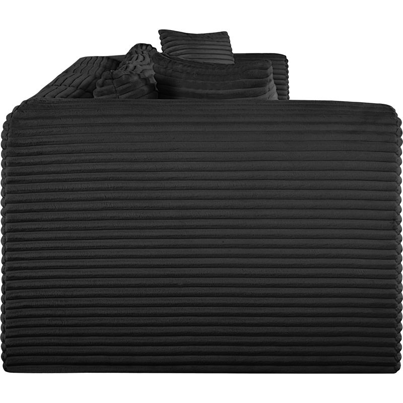 Bowery Hill Contemporary 4-Piece Black Corduroy Performance Fabric Modular Sofa