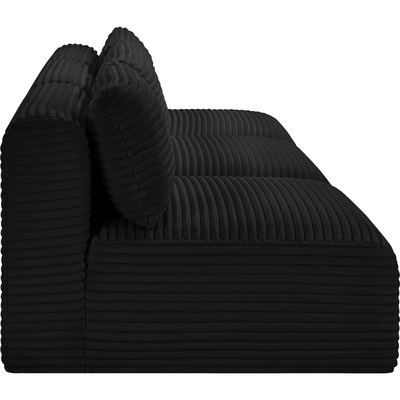 Bowery Hill Contemporary 3-Piece Black Corduroy Performance Fabric Modular Sofa