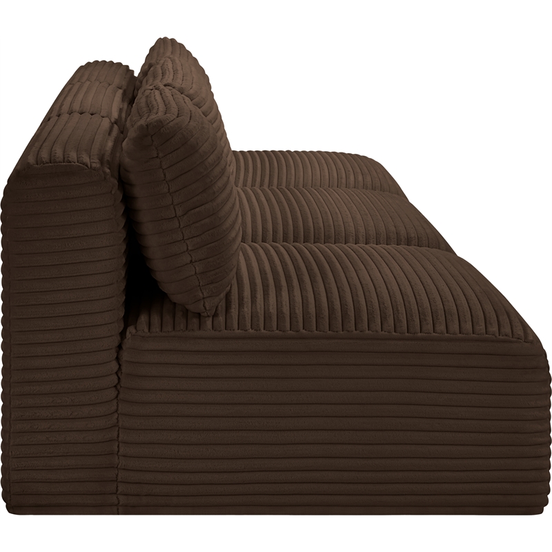 Bowery Hill Contemporary 3-Piece Brown Corduroy Performance Fabric Modular Sofa