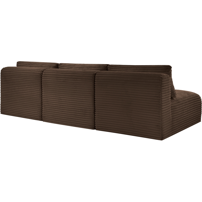 Bowery Hill Contemporary 3-Piece Brown Corduroy Performance Fabric Modular Sofa
