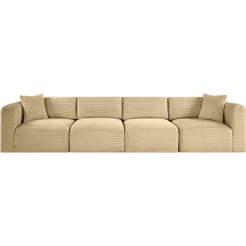 Bowery Hill Contemporary 4-Piece Camel Corduroy Performance Fabric Modular Sofa