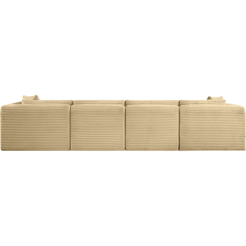Bowery Hill Contemporary 4-Piece Camel Corduroy Performance Fabric Modular Sofa