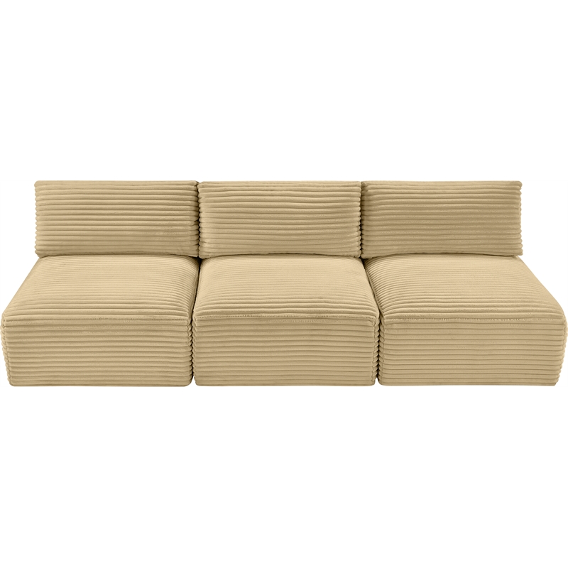 Bowery Hill Contemporary 3-Piece Camel Corduroy Performance Fabric Modular Sofa