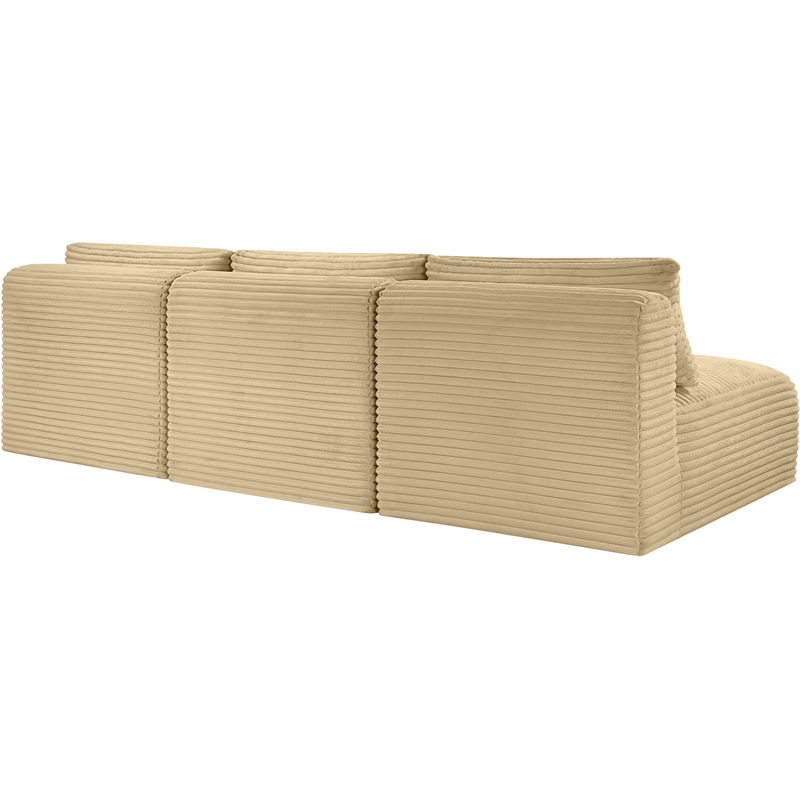 Bowery Hill Contemporary 3-Piece Camel Corduroy Performance Fabric Modular Sofa