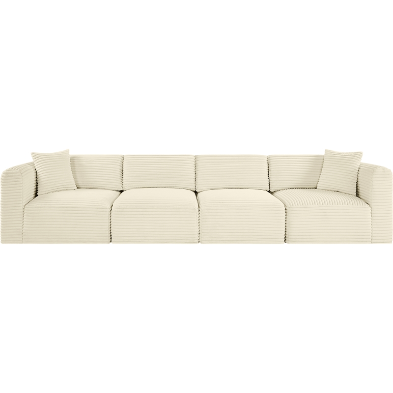 Bowery Hill Contemporary 4-Piece Cream Corduroy Performance Fabric Modular Sofa