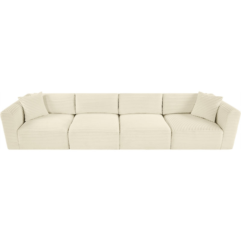 Bowery Hill Contemporary 4-Piece Cream Corduroy Performance Fabric Modular Sofa