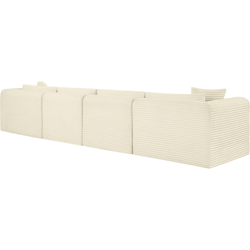Bowery Hill Contemporary 4-Piece Cream Corduroy Performance Fabric Modular Sofa