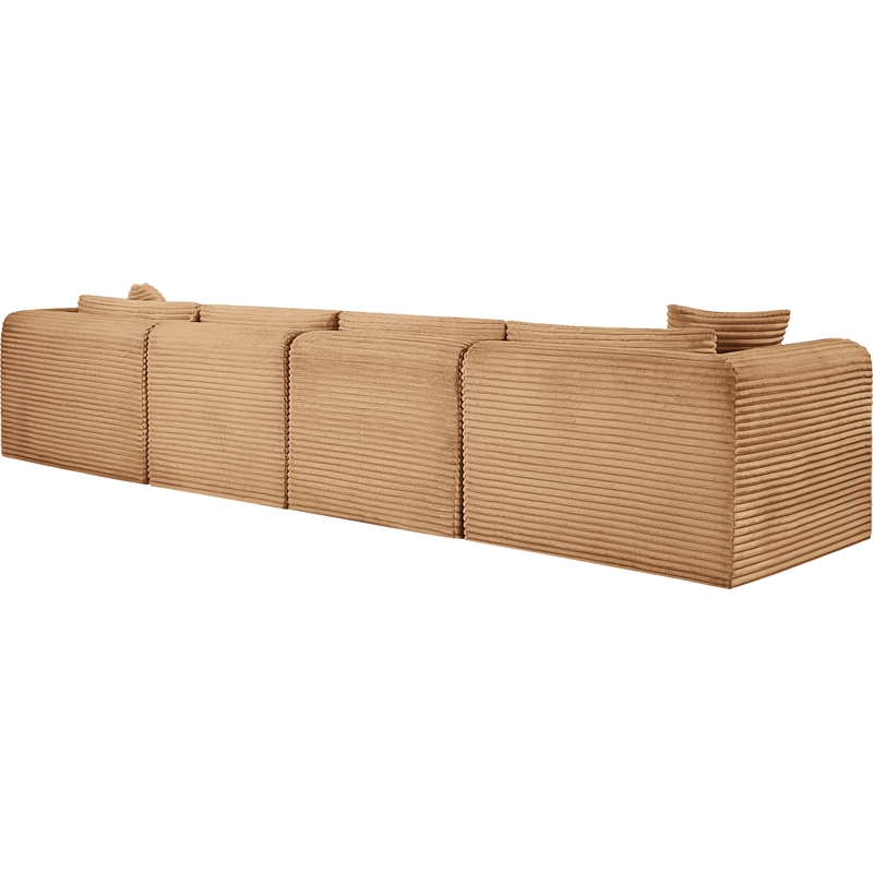 Bowery Hill Contemporary 4-Piece Saddle Corduroy Performance Fabric Modular Sofa