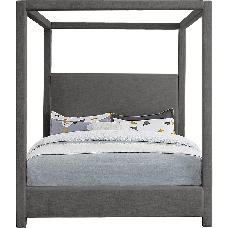Bowery Hill Contemporary Grey Linen Textured Fabric Full Bed