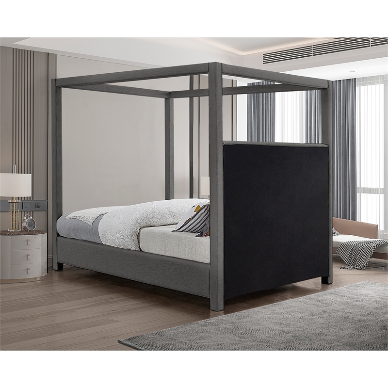 Bowery Hill Contemporary Grey Linen Textured Fabric Full Bed