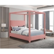 Bowery Hill Contemporary Pink Linen Textured Fabric Full Bed