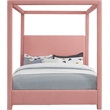 Bowery Hill Contemporary Pink Linen Textured Fabric Full Bed