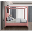 Bowery Hill Contemporary Pink Linen Textured Fabric Full Bed