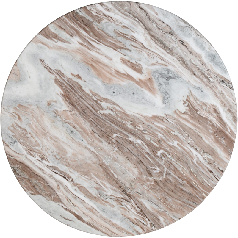 Bowery Hill Contemporary Brown Handcrafted Genuine Marble Dining Table