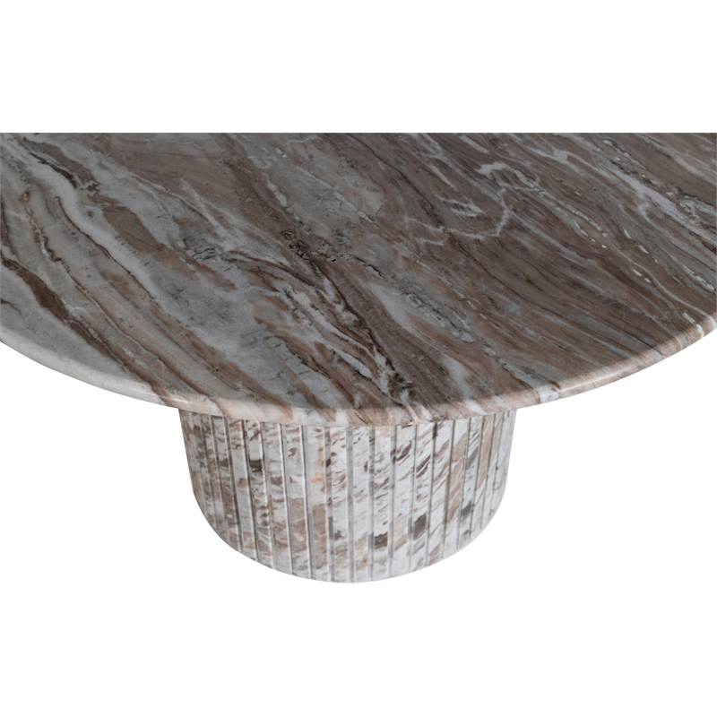 Bowery Hill Contemporary Brown Handcrafted Genuine Marble Dining Table