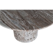 Bowery Hill Contemporary Brown Handcrafted Genuine Marble Dining Table