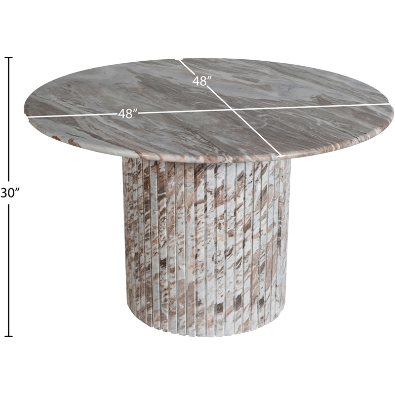 Bowery Hill Contemporary Brown Handcrafted Genuine Marble Dining Table
