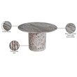 Bowery Hill Contemporary Brown Handcrafted Genuine Marble Dining Table