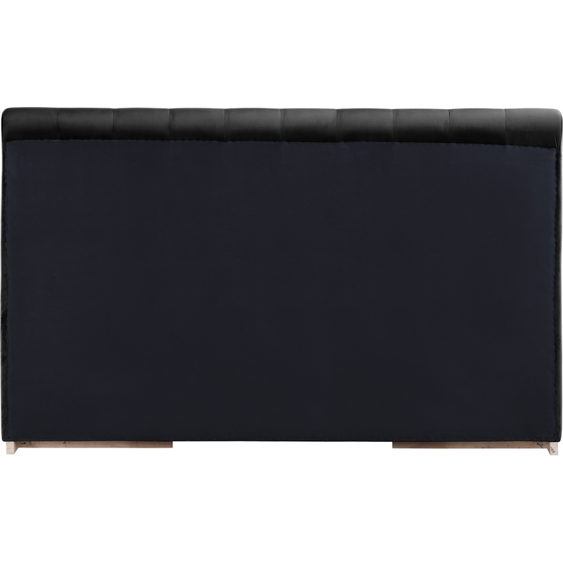 Bowery Hill Contemporary Black Durable Velvet King Fully Slatted Bed
