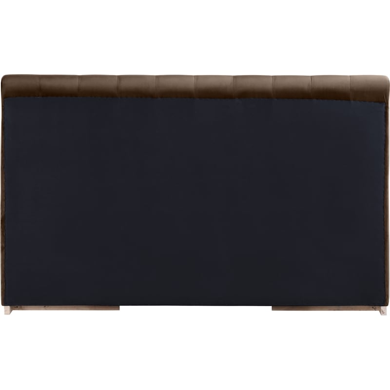 Bowery Hill Contemporary Brown Durable Velvet King Fully Slatted Bed