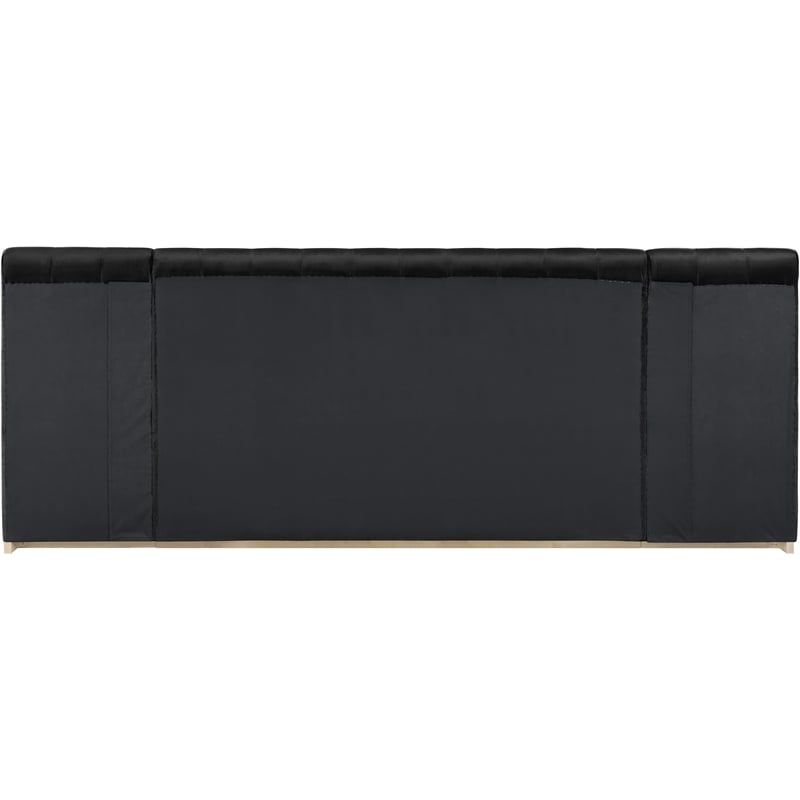 Bowery Hill Contemporary Black Velvet King Bed with Added Panels