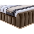 Bowery Hill Contemporary Brown Durable Velvet Queen Fully Slatted Bed