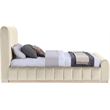 Bowery Hill Contemporary Cream Durable Velvet Queen Fully Slatted Bed