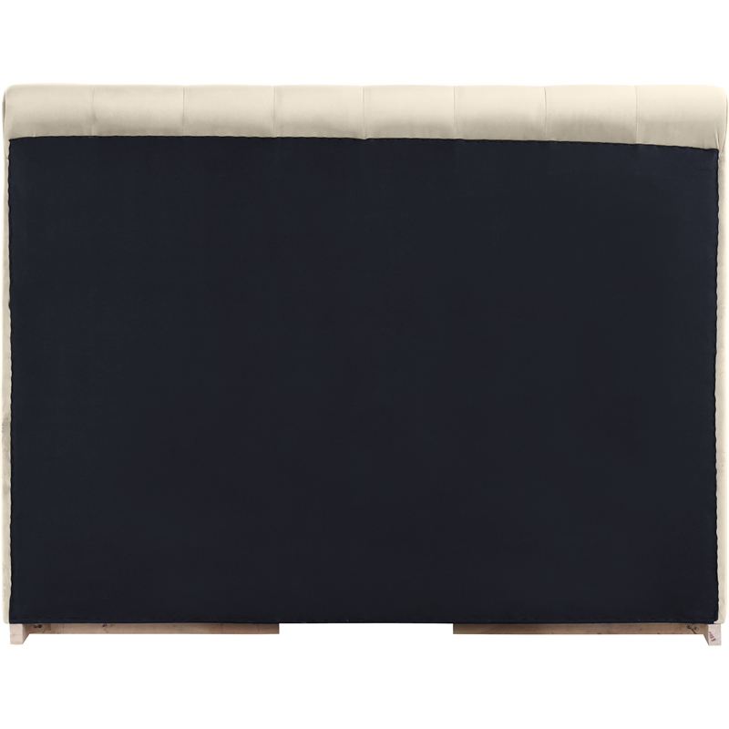 Bowery Hill Contemporary Cream Durable Velvet Queen Fully Slatted Bed