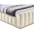Bowery Hill Contemporary Cream Durable Velvet Queen Fully Slatted Bed