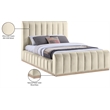 Bowery Hill Contemporary Cream Durable Velvet Queen Fully Slatted Bed